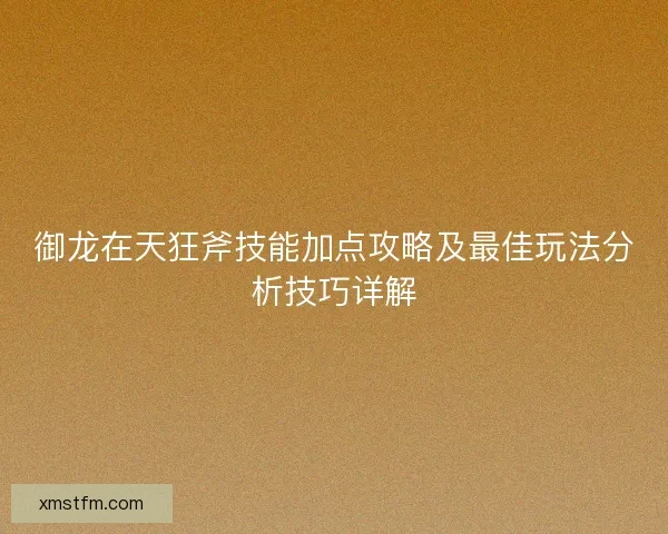 御龙在天狂斧技能加点攻略及最佳玩法分析技巧详解