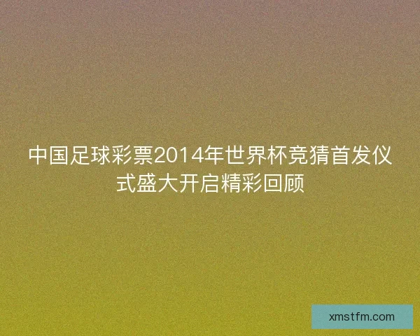中国足球彩票2014年世界杯竞猜首发仪式盛大开启精彩回顾